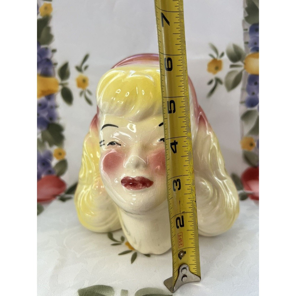 Vintage 1950-60’s Blonde Bombshell, Rosy Cheeks, Head Vase, Unmarked - Picture 2 of 8